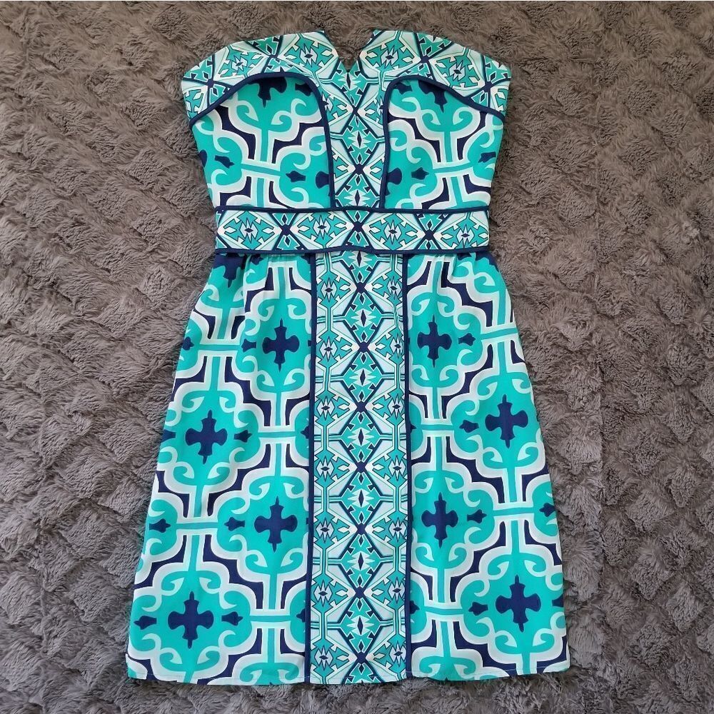 Annie‎ Griffin silk turquoise dress sz 0
